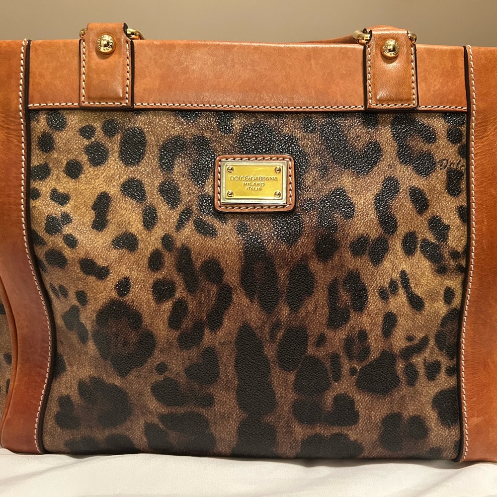 Dolce & Gabbana leopard print leather purse